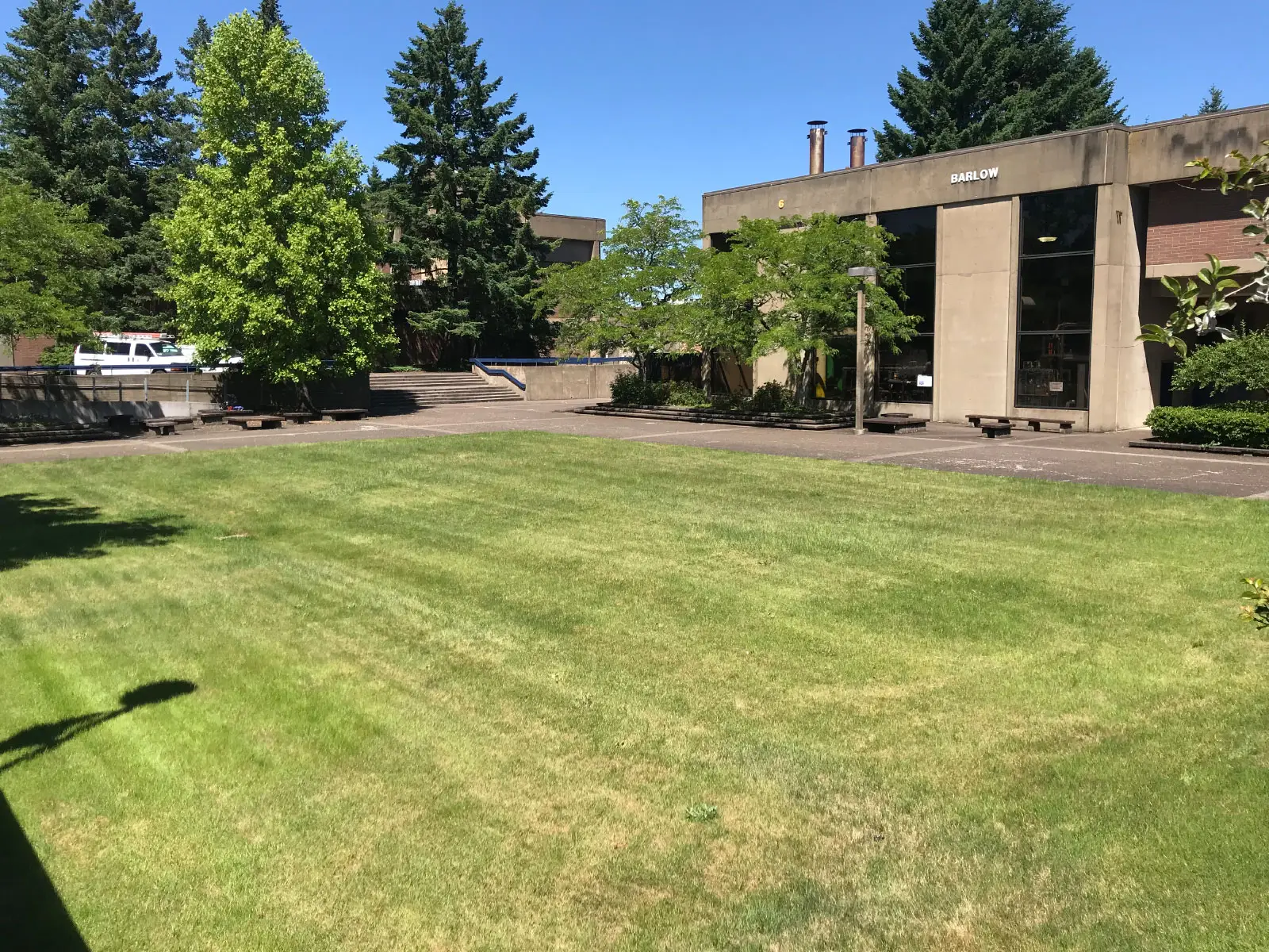 The open field quad next to Barlow Hall on the Oregon City campus