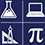 Science, Technology, Engineering + Math (STEM) EFA icon logos, a beaker, laptop, Pi symbol and triangle ruler